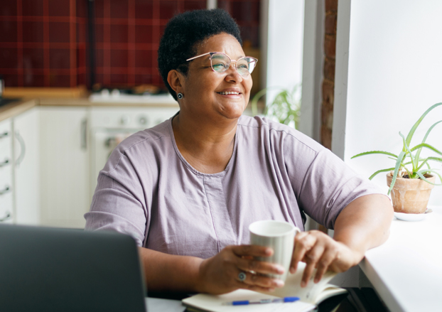 Woman looking out the window